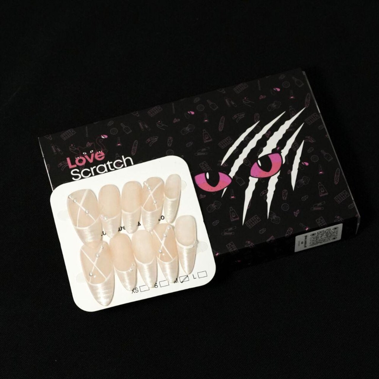 Love Scratch - Handmade Mid Length French Tip Press-on Nails - 10 Piece